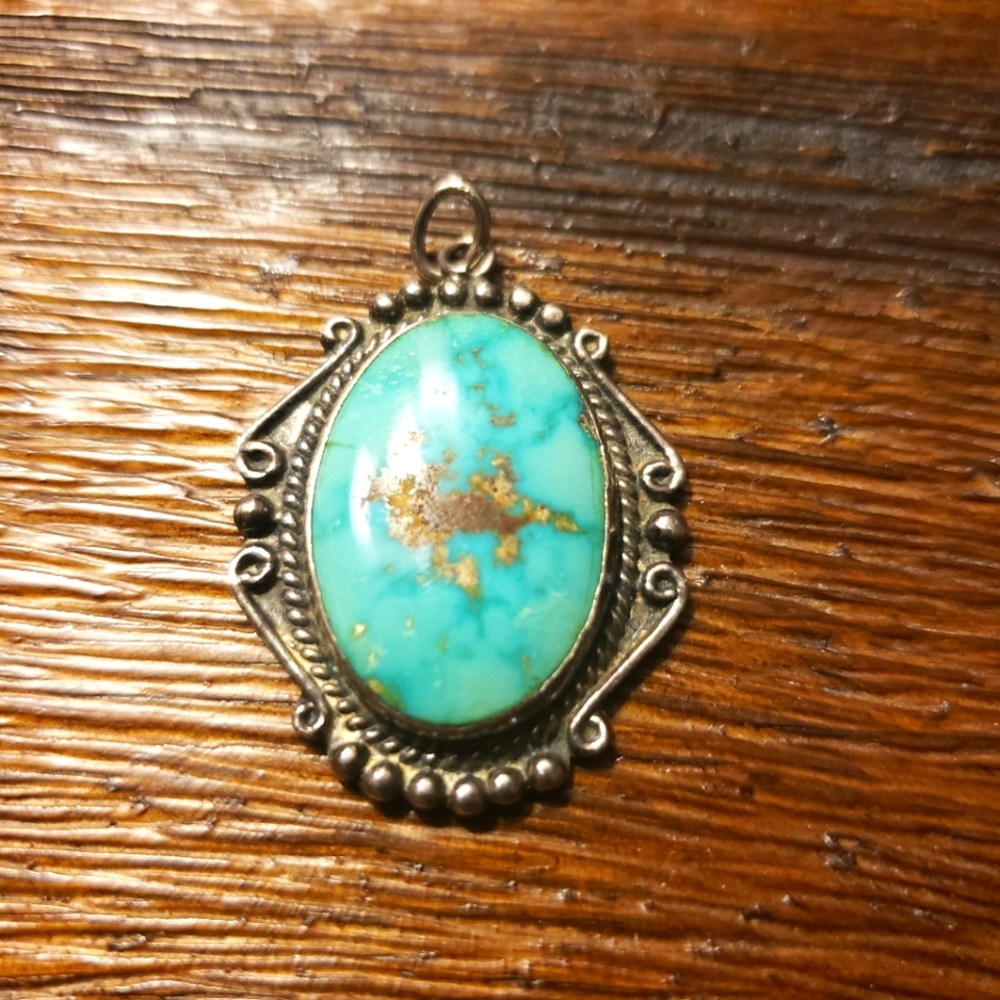 Vintage Sterling Silver Turquoise Pendant